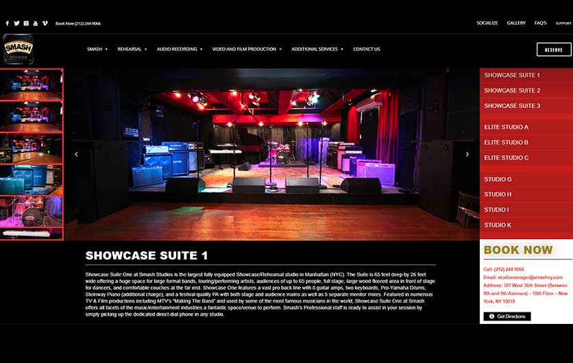 Smash studios website design